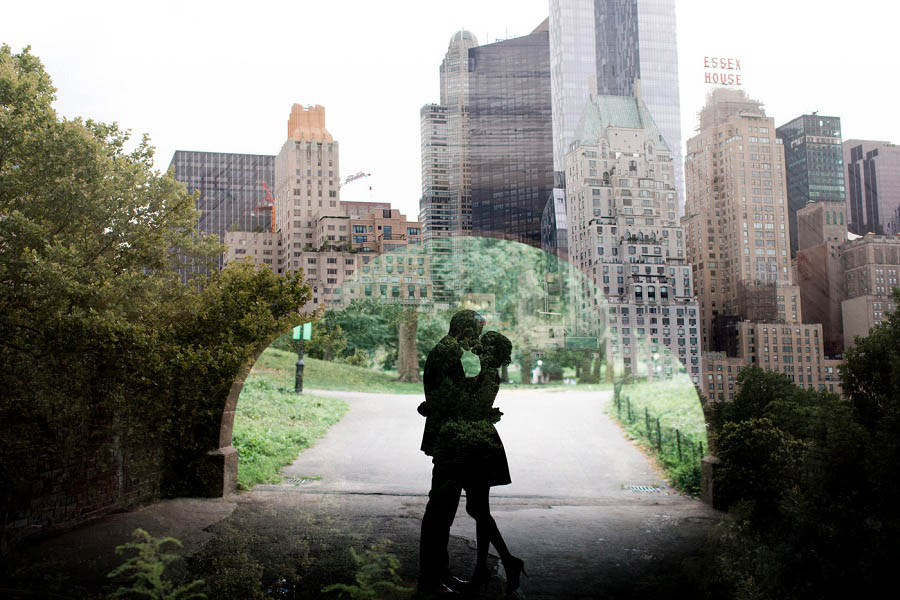 Couple kisses in this Central Park engagement photo by NYC wedding photographer Amy Rizzuto