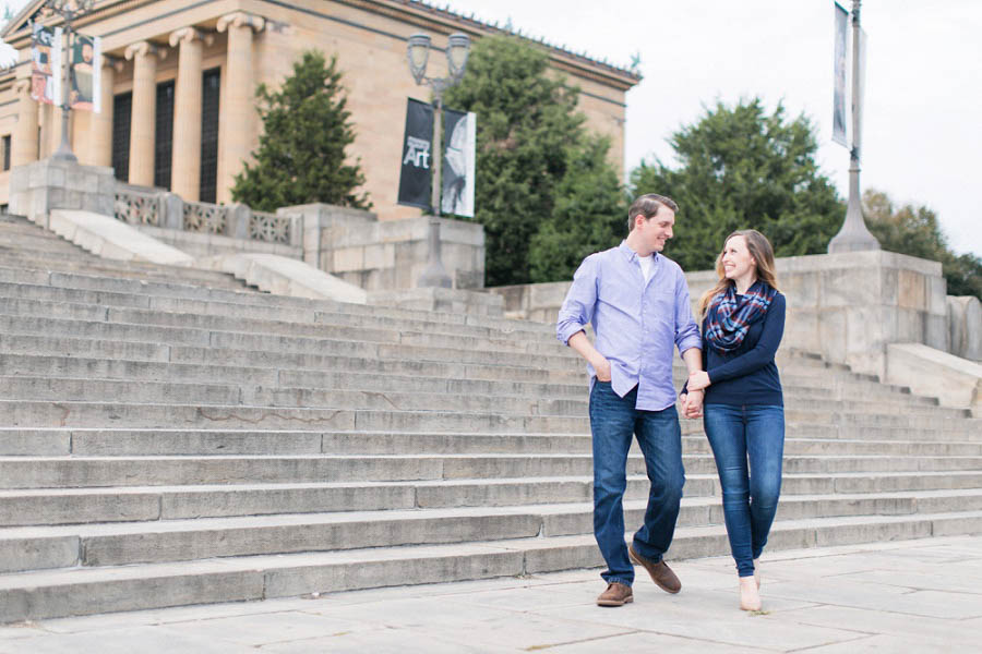 Old City Philadelphia engagement photo captured by Philadelphia engagement photographer Amy Rizzuto of Amy Rizzuto Photography on the Art Museum Steps