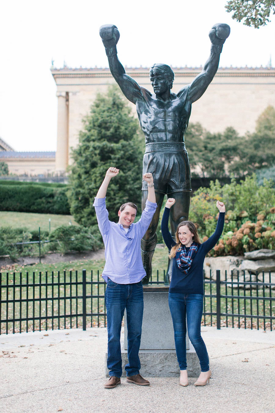 Rocky statue engagement photo in Old City Philadelphia captured by Amy Rizzuto Photography