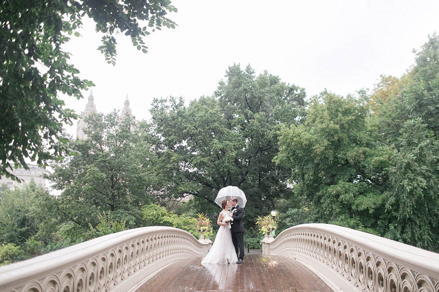 Loeb Boathouse Central Park wedding photo in the rain captured by NYC wedding photographer Amy Rizzuto Photography