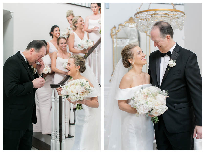 Father daughter first look wedding photos at Summer garden wedding at Jericho National Golf Club in New Hope, PA captured by best Philadelphia wedding photographer Amy Rizzuto Photography