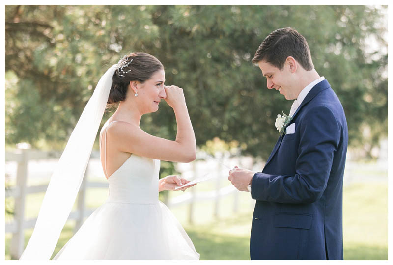 Emotional and authentic wedding photo during bride and groom private vows at The Ryland Inn wedding captured by top NJ wedding photographer Amy Rizzuto Photography