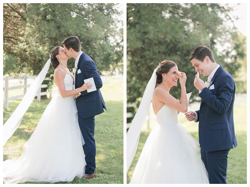 Emotional and authentic wedding photo during bride and groom private vows at The Ryland Inn wedding captured by top NJ wedding photographer Amy Rizzuto Photography