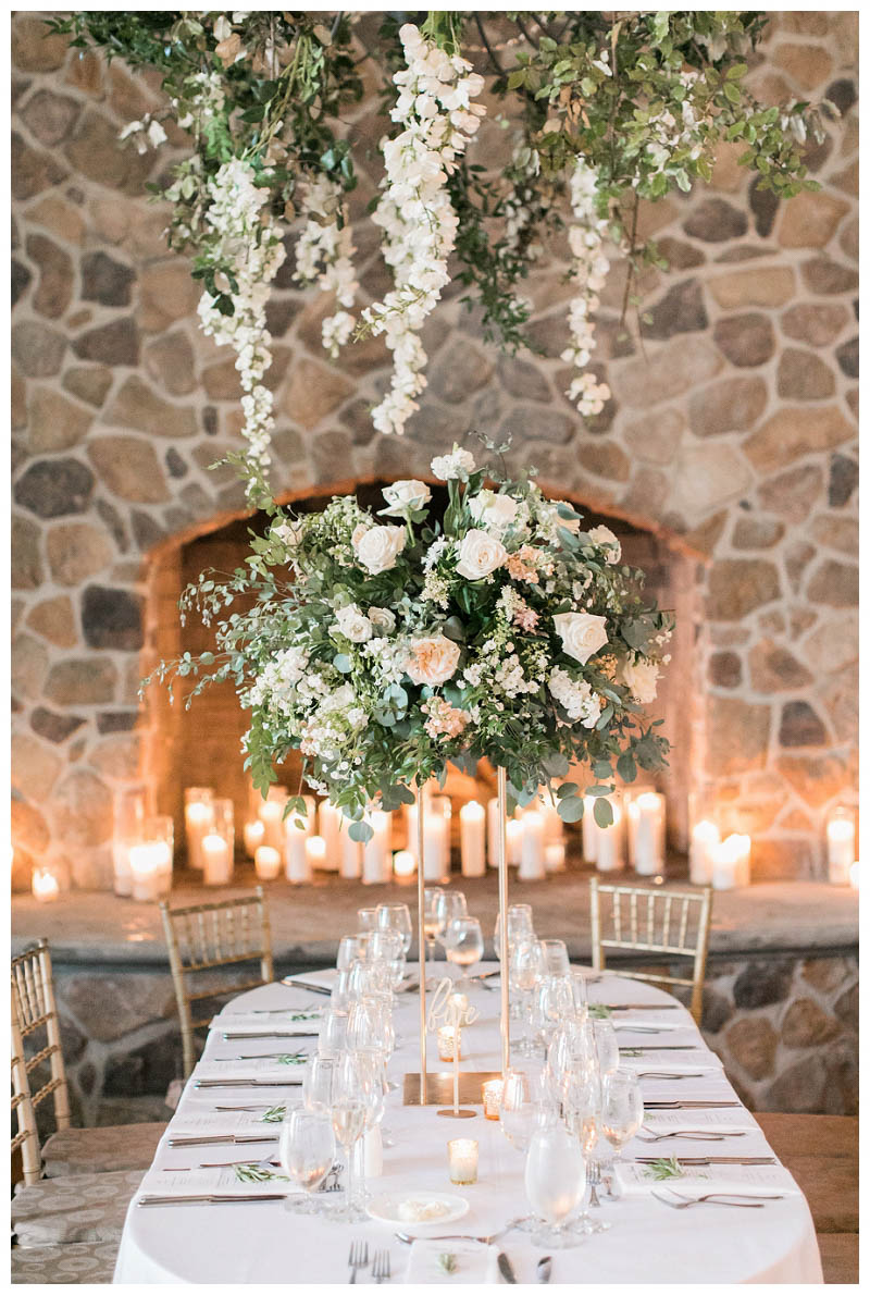 Floral centerpieces by Twisted Willow Flowers at The Ryland Inn wedding reception captured by best NJ wedding photographer Amy Rizzuto Photography