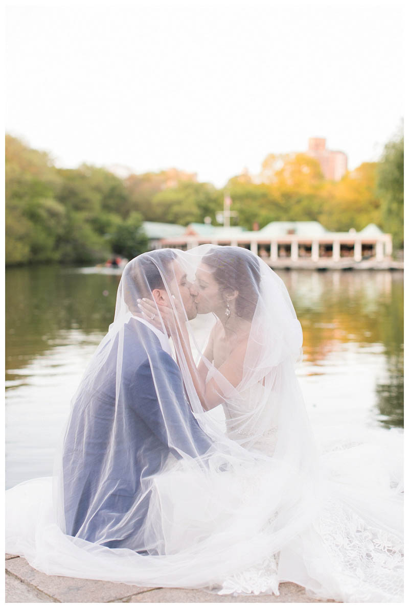 Central Park Boathouse summer wedding photo captured by best NYC wedding photographer Amy Rizzuto Photography