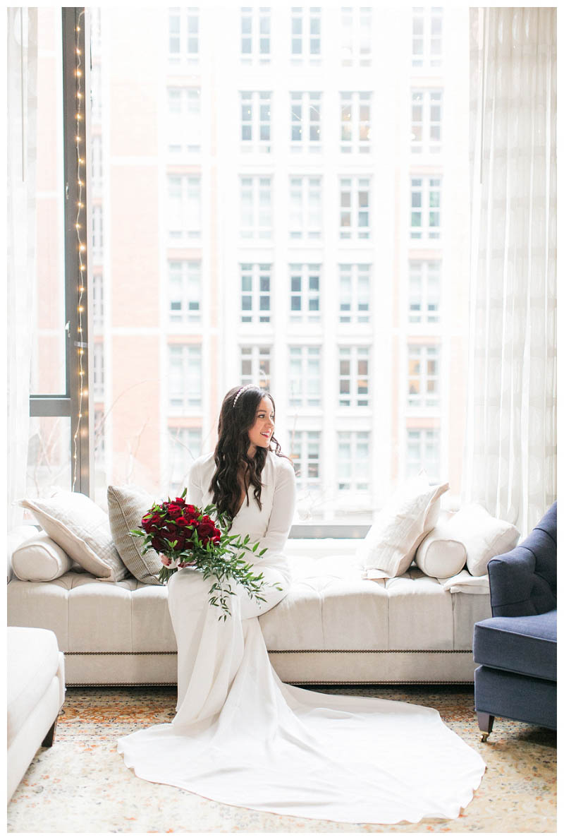 bride in lovely bride gown nyc winter wedding