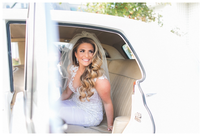 New Jersey bride in vintage limo