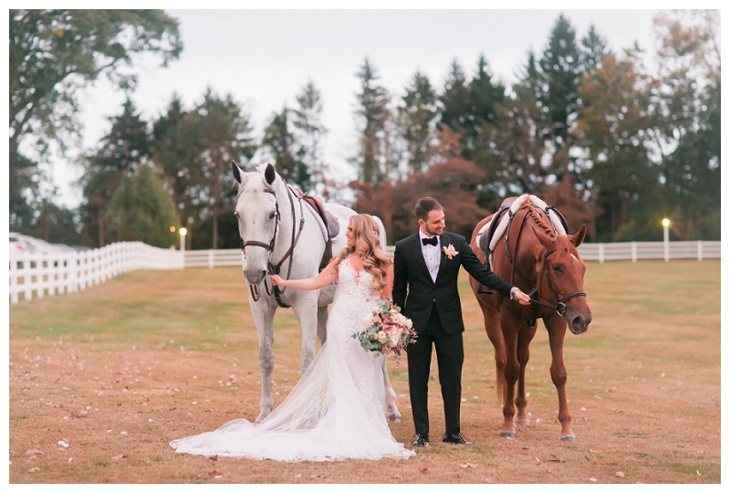 beautiful horses at ryland inn wedding