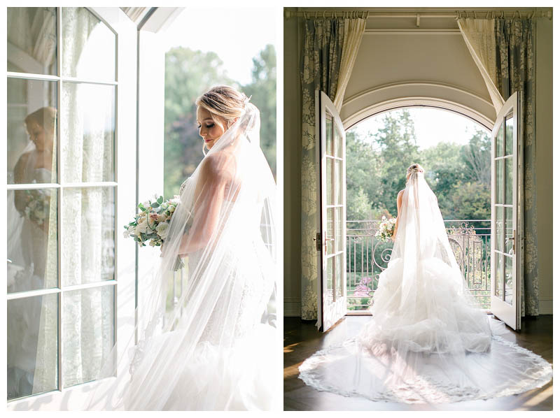 Gorgeous bridal portraits on balcony at Park Chateau wedding captured by Amy Rizzuto Photography