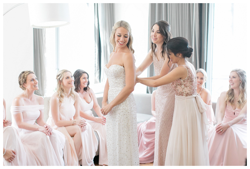 Bride and bridesmaids getting ready photo for Central Park Boathouse wedding