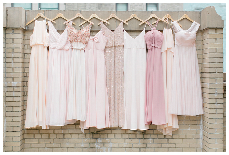 light pink mismatched bridesmaid dresses