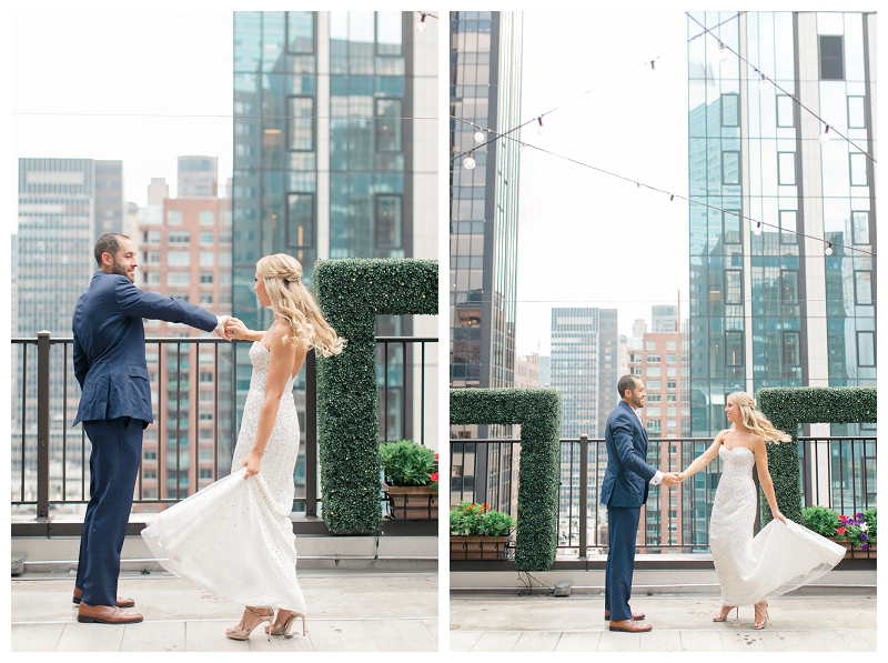 wedding first look on nyc rooftop 