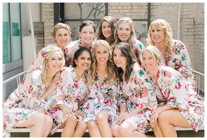 NYC bridesmaids in floral robes