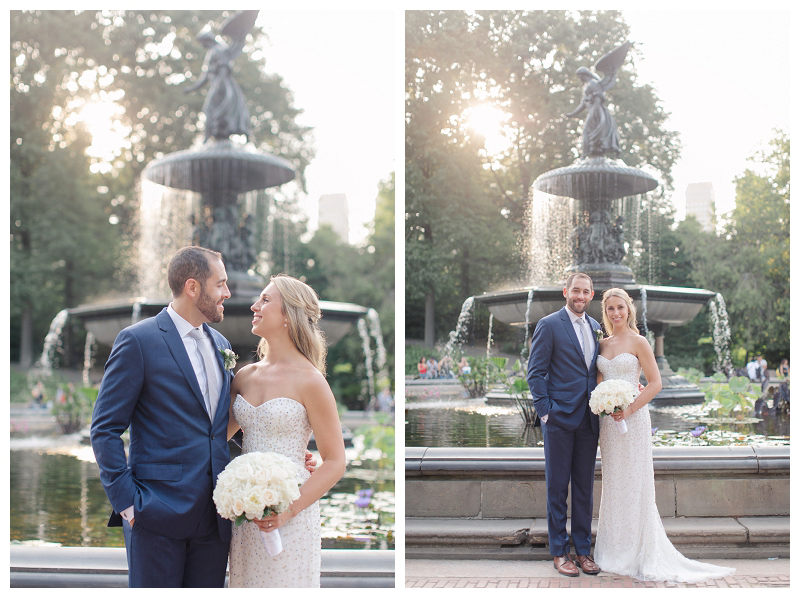 bethesda fountain wedding photo captured by best central park boathouse wedding photographer Amy Rizzuto