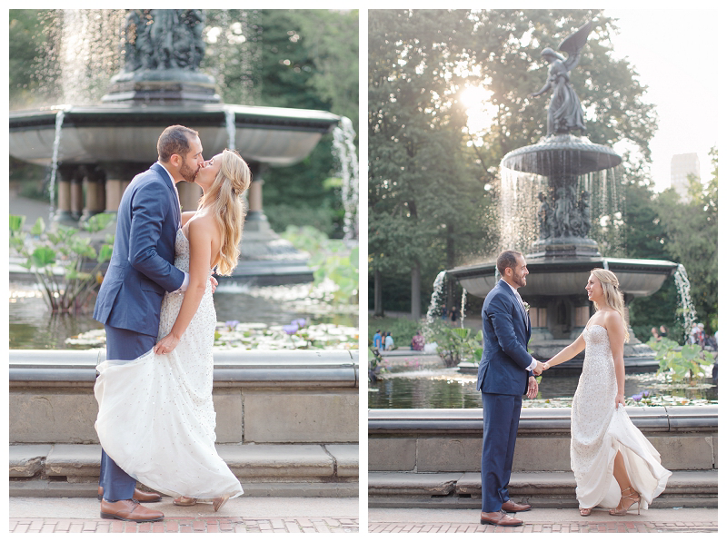 central park bride and groom at bethesda fountain