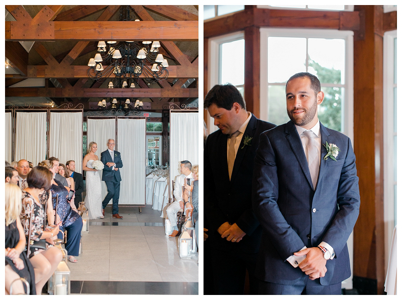 groom sees bride coming down aisle at nyc wedding