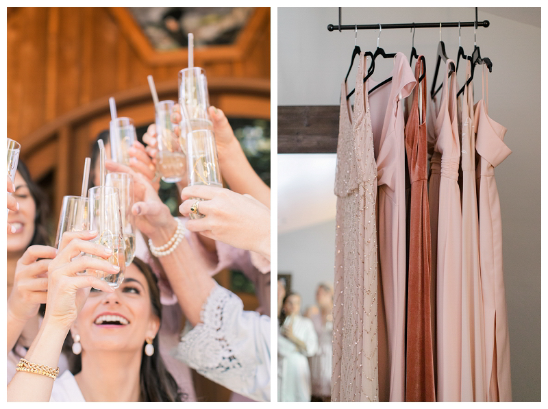 Bride and bridesmaids champagne toast