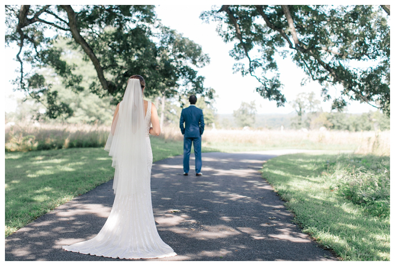 first look at Red Maple Vineyard wedding