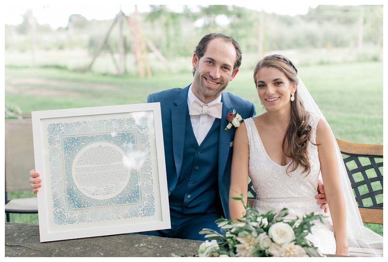 ketubah signing ceremony with bride and groom