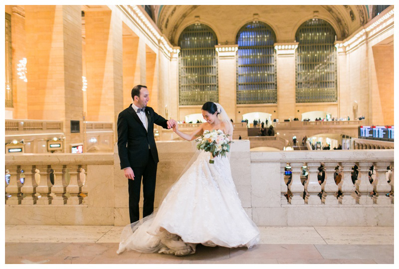 bride and groom in grand central wedding photo