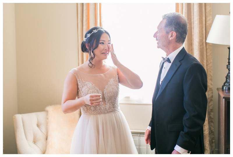 Emotional first look between bride and dad