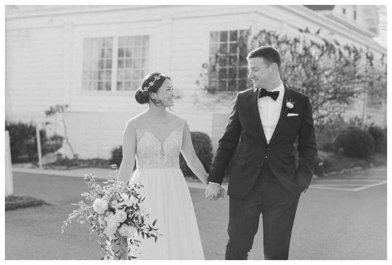black and white photo at The Inn at Longshore wedding