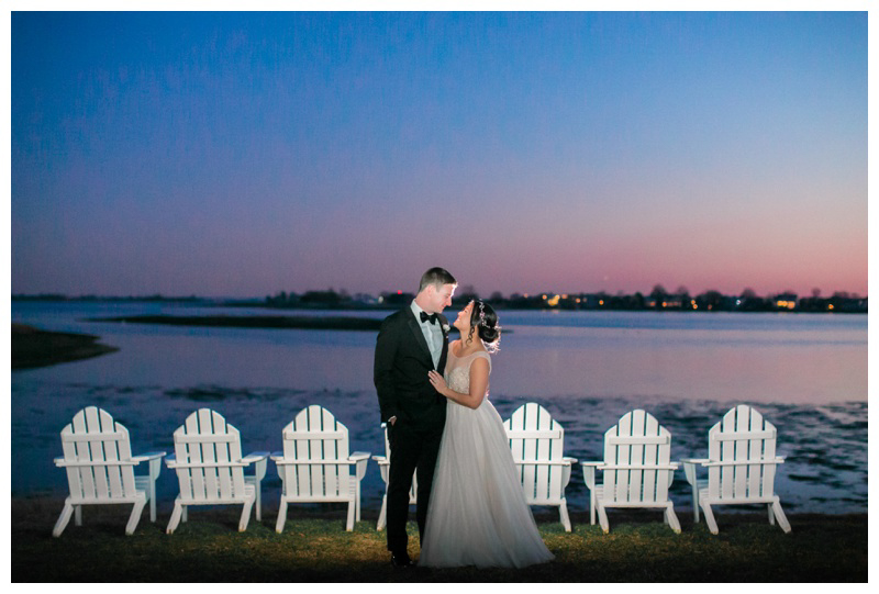 Sunset wedding photo at The Inn at Longshore wedding in Westport, Connecticut captured by best CT wedding photographer Amy Rizzuto Photography