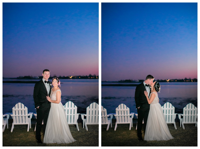 Sunset wedding photo at The Inn at Longshore wedding captured by Amy Rizzuto Photography