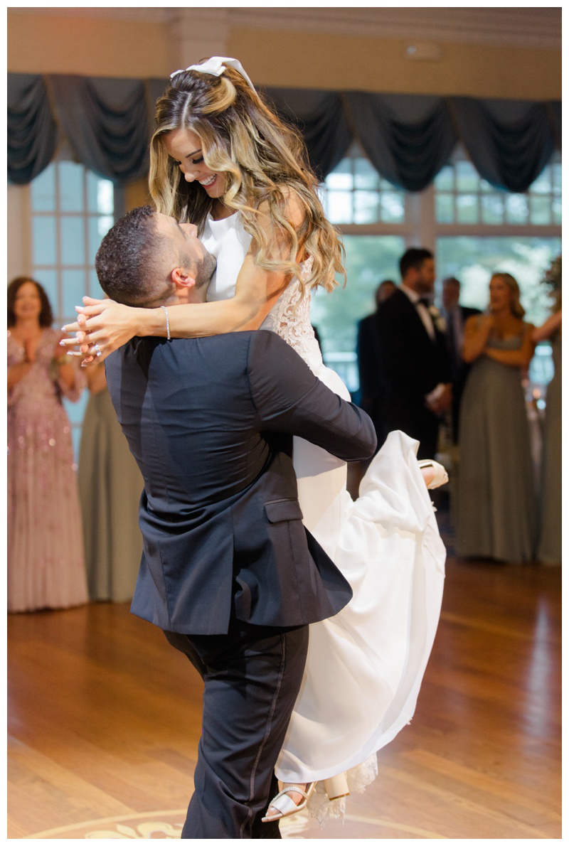 Happy bride and groom first dance